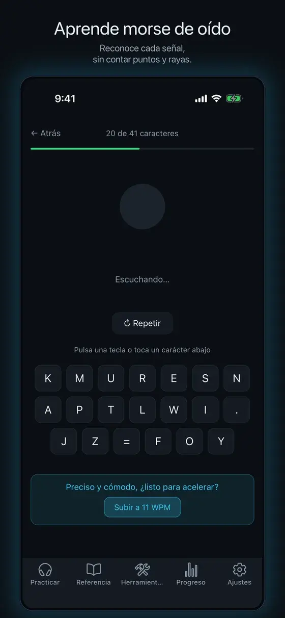 Pantalla de entrenamiento de Cadenza